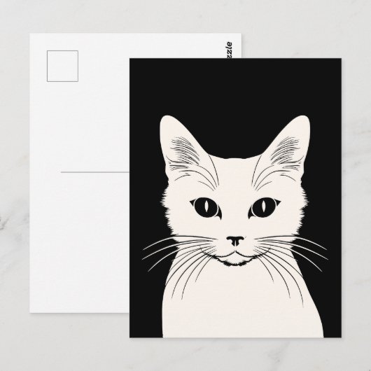 Witte kat briefkaart (Voorkant / Achterkant)