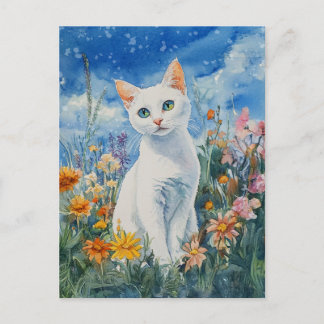 Witte kat - Briefkaart