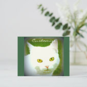 Witte kat briefkaart (Staand voorkant)