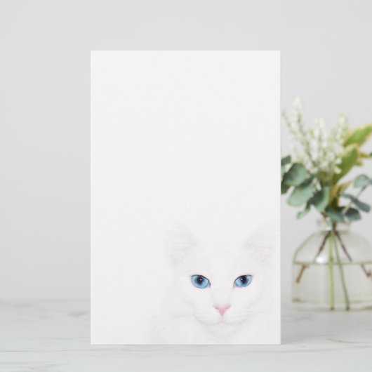 Witte kat briefpapier (Staand voorkant)