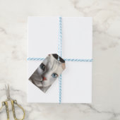 Witte kat cadeaulabel (Met Touw)