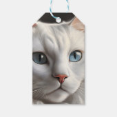 Witte kat cadeaulabel (Voorkant)