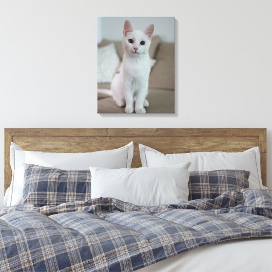 witte kat canvas afdruk (Insitu (Slaapkamer))