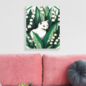 Witte kat canvas afdruk (Insitu (Woonkamer))