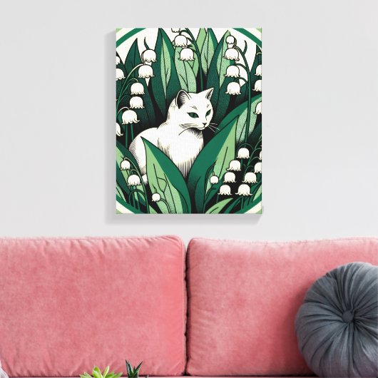 Witte kat canvas afdruk (Insitu (Woonkamer))