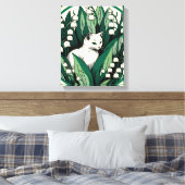 Witte kat canvas afdruk (Insitu (Slaapkamer))
