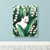 Witte kat canvas afdruk (Insitu (Houten vloer))