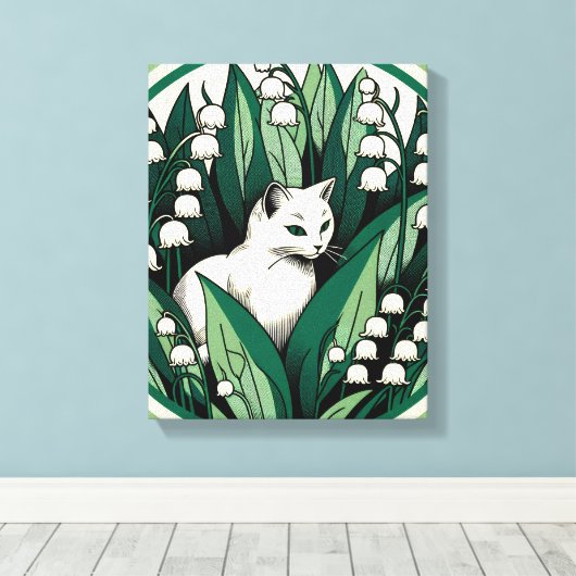 Witte kat canvas afdruk (Insitu (Houten vloer))