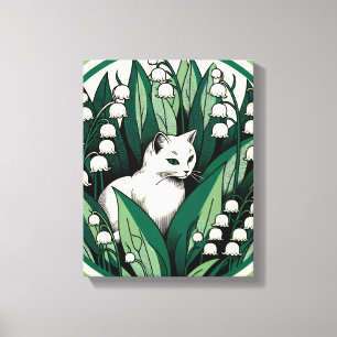 Witte kat canvas afdruk