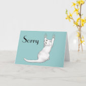 Witte kat cartoon krassen en scheuren t la kaart (Gele Bloem)