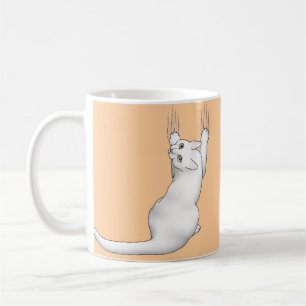 Witte kat cartoon krassen en scheuren t la koffiemok