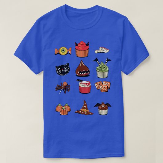 Witte kat Cupcake Eyeball Spider Bat Hwe T-shirt (Design voorkant)