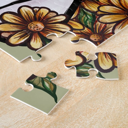 Witte kat Daisy Flowers Cats Legpuzzel (Zijkant)