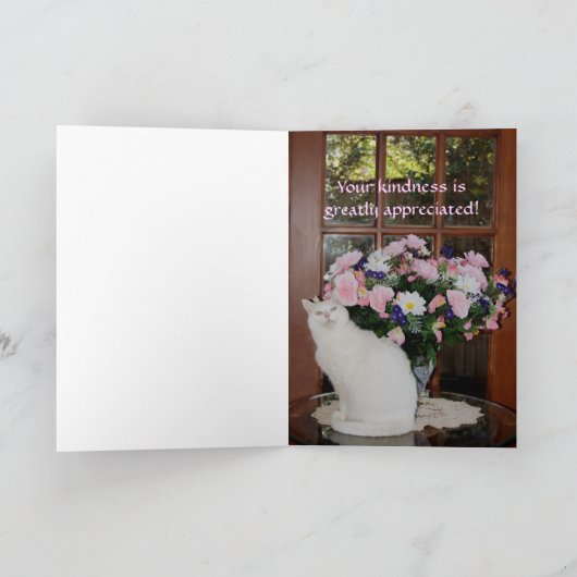 Witte Kat Dank u Bedankkaart (Binnen)
