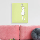 Witte kat die blijft hangen met wetten canvas afdruk (Insitu (Woonkamer))