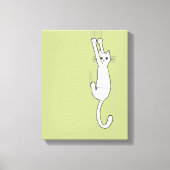Witte kat die blijft hangen met wetten canvas afdruk (Voorkant)