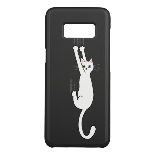 Witte kat die blijft hangen met wetten Case-Mate samsung galaxy hoesje (Achterkant)