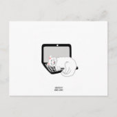 Witte kat die op laptop slaapt ansichtkaart briefkaart (Voorkant)