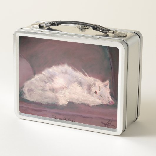 Witte kat die slaapt Maureen Girard (Achterkant)