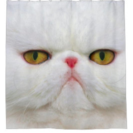 Witte kat douchegordijn