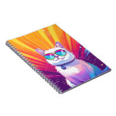 Witte kat draagt een zonnebril notitieboek (Rechterzijde)