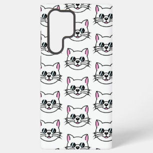 Witte kat draagt een zwarte bril / zonnebril samsung galaxy hoesje