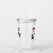 Witte kat draagt zwarte bril / zonnebril acryl drinkbeker (Links)