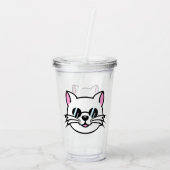 Witte kat draagt zwarte bril / zonnebril acryl drinkbeker (Achterkant)