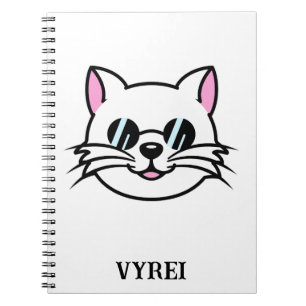 Witte kat draagt zwarte bril / zonnebril notitieboek