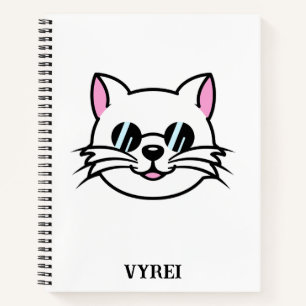 Witte kat draagt zwarte bril / zonnebril notitieboek