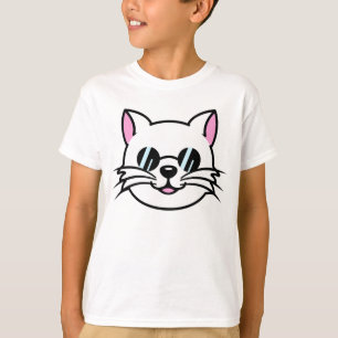 Witte kat draagt zwarte bril / zonnebril t-shirt