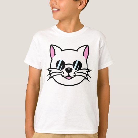 Witte kat draagt zwarte bril / zonnebril t-shirt (Voorkant)