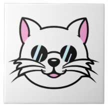 Witte kat draagt zwarte bril / zonnebril