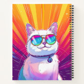 Witte Kat Dragen Zonnebril Schets Boek (Achterkant)