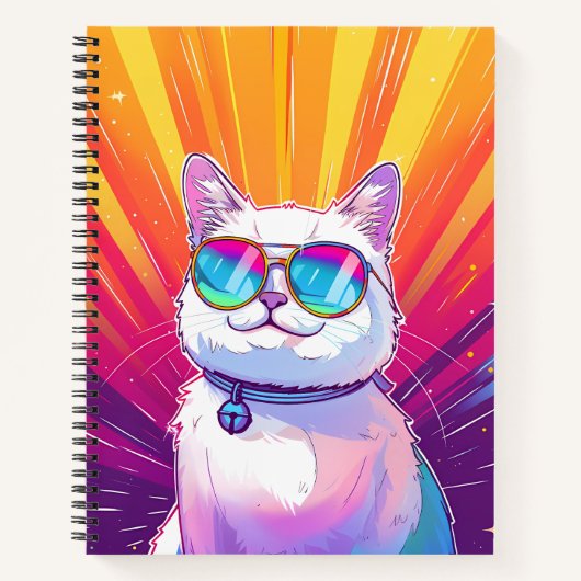 Witte Kat Dragen Zonnebril Schets Boek (Voorkant)