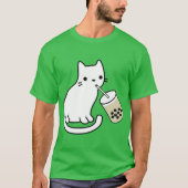 Witte kat drinkt Boba Melk thee jongen T-shirt (Voorkant)