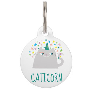 Witte Kat Eenhoorn Caticorn Schattig Grappig Monog Huisdierpenning