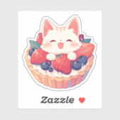Witte kat en gemengde bessen tarten Sticker (Vel)