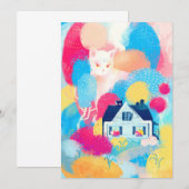 Witte kat en landhuis kaart (Voorkant / Achterkant)
