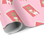 Witte kat en muis met kerstretro cadeaupapier (Rol Hoek)