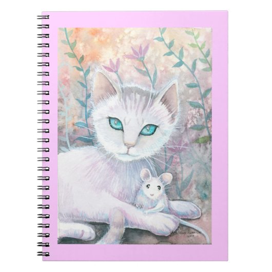Witte kat en muis Notitieboek (Voorkant)