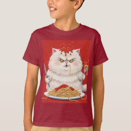 Witte kat en spaghetti door Natasha Us T-shirt