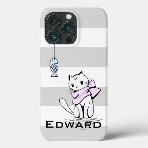 Witte kat en vis Case-Mate iPhone case