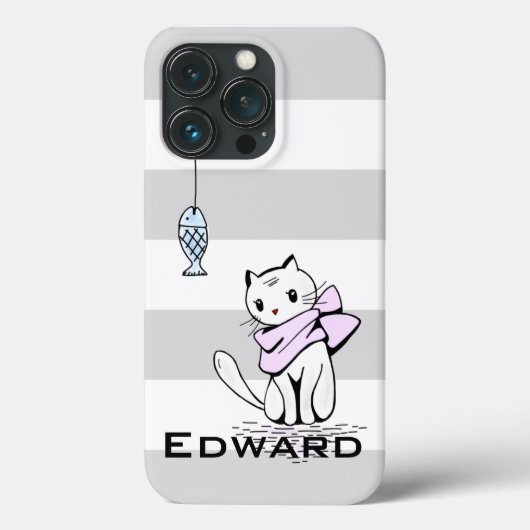 Witte kat en vis Case-Mate iPhone case (Achterkant)