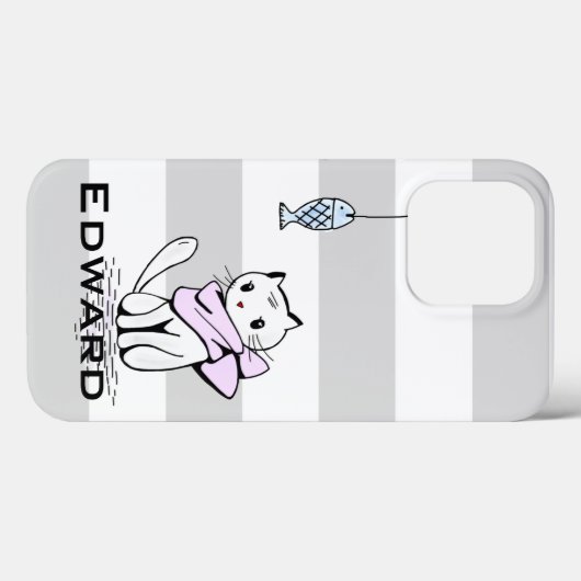 Witte kat en vis Case-Mate iPhone case (Achterkant (horizontaal))
