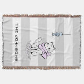 Witte kat en vis deken (Voorkant)