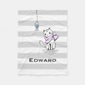 Witte kat en vis fleece deken (Voorkant)