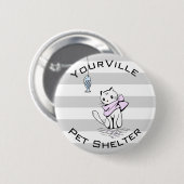 Witte kat en vis ronde button 5,7 cm (Voorkant /achterkant)