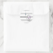 Witte kat en vis ronde sticker (Tas)