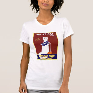 Witte kat en volle melk t-shirt